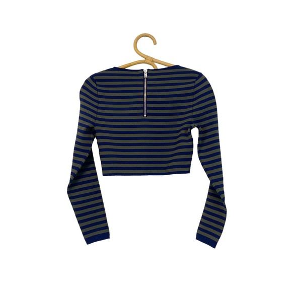 Good American | Striped Long Sleeve Crop Top Size 2 / M - Picture 7 of 10